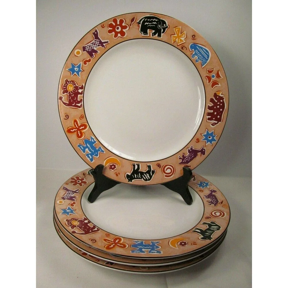 Furio Contemporary Casuals Zoo Animal Dinner Plates bundle of 4